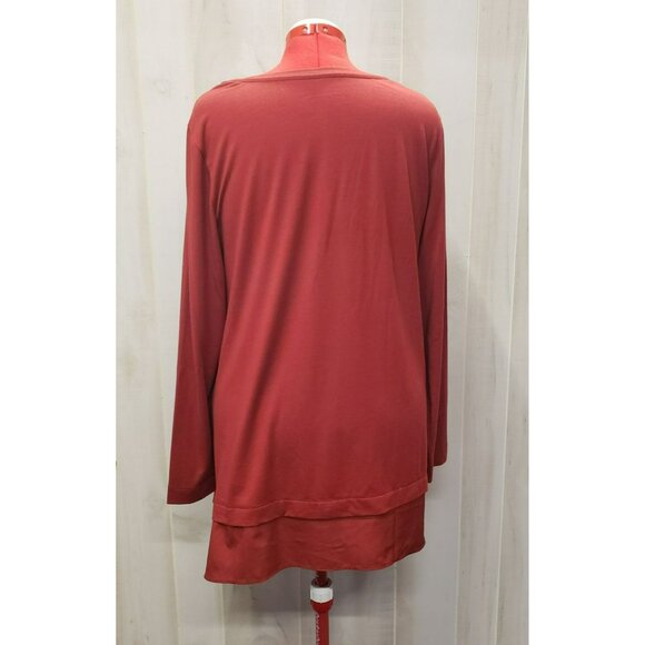 Soft Surroundings Asymmetrical Hem Long Sleeve Top, Sz XL, Rust, Contrast layer - Picture 3 of 7